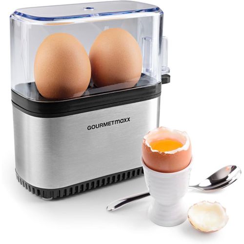SUBZONAL-Cuit-?ufs pour 2 ?ufs | Egg Cooker électrique à économie d'énergie | Oeufs parfaits pour le petit déjeuner | Avec bol doseur & oeuf-pick | Design compact & sans BPA Acier inoxydable