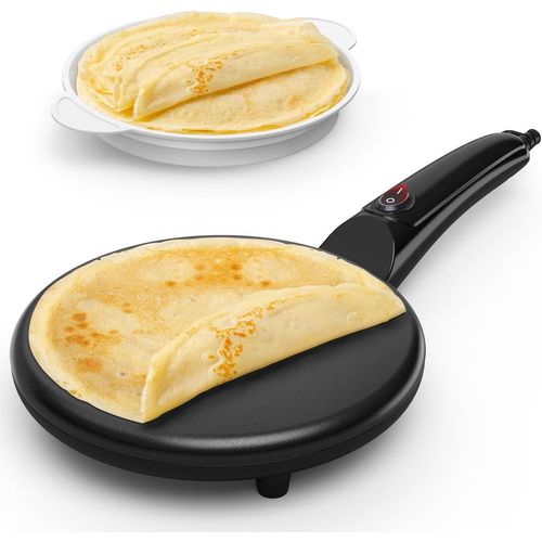 LETNERNY-Crepiere Electrique, Crepiere Electrique Antiadhésif, Machine À Roti Portable 800W Pour La Maison, Poignée Cool-Touch Avec Bol Alimentaire, Nettoyage Facile