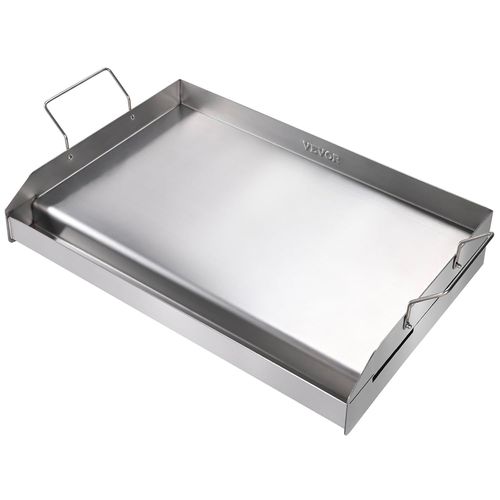 ASFASFq-Plaque à Griller Pré-assaisonnée 587x395 mm Plancha Gril Rectangulaire en Acier Inoxydable Anti-adhésive Plaque de Cuisson Épaisseur 2 mm pour Gazinière Cuisinière à Gaz à 2 Brûleurs Barbecue