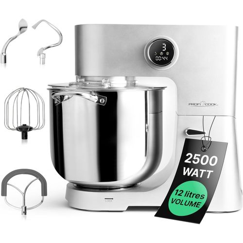 SUBZONAL-Profi Cook Robot de cuisine avec bol XXL de 12 L | Pétrin avec moteur Longlife Pro de 2500W | Boîte de vitesses en métal et écran LED | Robot culinaire pour jusqu'à 8,5 kg de pâte | PC KM 12