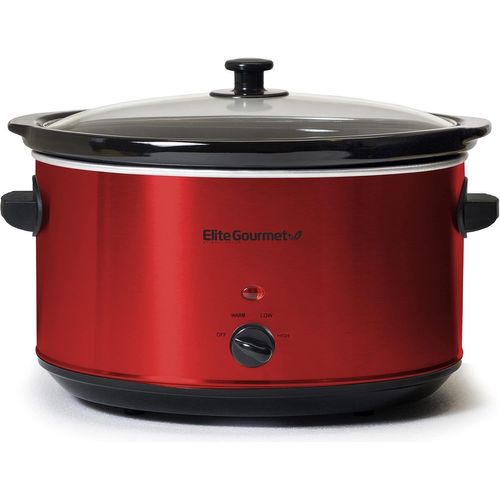 SUBZONAL-MST-900RXT Mijoteuse électrique en céramique format XL, température réglable, pour sauces et plats mijotés, couvercle en verre et cuve lavables au lave-vaisselle, 8 L, rouge métallisé
