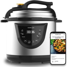 SUBZONAL-NEWLUX- Mijoteuse Électrique Programmable Chef Pot V110. Multicuiseur Électrique Multifonction, 10 Programmes, 1000W, 6L, Conserve la Chaleur, Système Duo-pressure, Récipient 100% Antiadhési