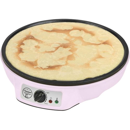 Crêpière Electrique, Machine A Crepe Pour Crêpes De Ø 30 Cm, Y Compris Distributeur De Pâte & Spatule À Crêpes, Avec Revêtement Antiadhésif, 1000 Watts, Couleur: Rose[PLA6120333]