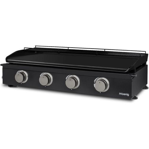 ASFASFq-Plancha PLX1042 au Gaz 4 Brûleurs U Acier Inoxydable, Plaque Cuisson Fonte Émaillée, Alimentation Gaz Propane ou Butane, Répartition Homogène de la Chaleur, Température réglable jusqu'à 350°C