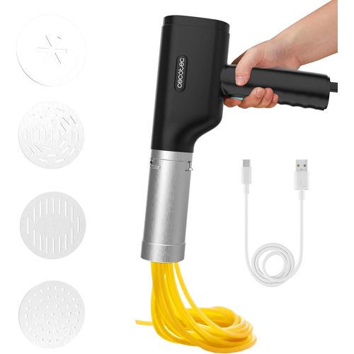 SUBZONAL-Machine à Pâtes et Churros sans Fil Fun EasyPasta. 40 W, Capacité 200 g, 3 Disques Inclus, Prépare des Nouilles ou Noodles, Spaghettis et Tagliatelles, 50 Utilisations par Charge de Batterie