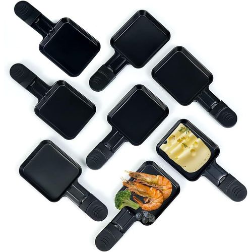 ASFASFq-Coupelle Poêlons Raclette Grill RevêTement AntiadhéSif Fonte 18x8.5x1.5cm 8 Plats Noir Pour Appareil À Raclette