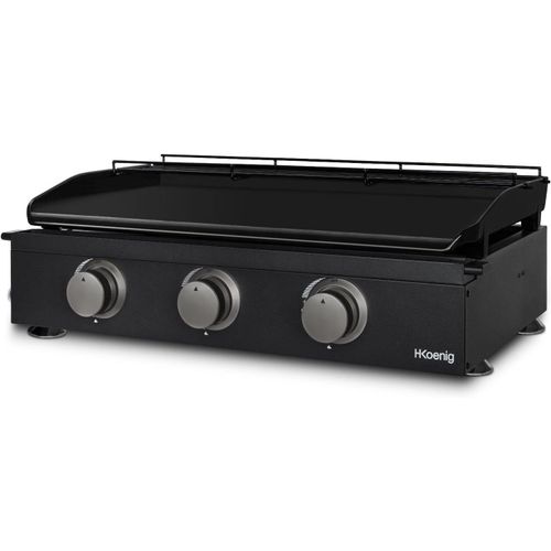 ASFASFq-Plancha PLX1032 au Gaz 3 Brûleurs U Acier Inoxydable, Plaque Cuisson Fonte Émaillée, Alimentation Gaz Propane ou Butane, Répartition Homogène de la Chaleur, Température réglable jusqu'à 350°C