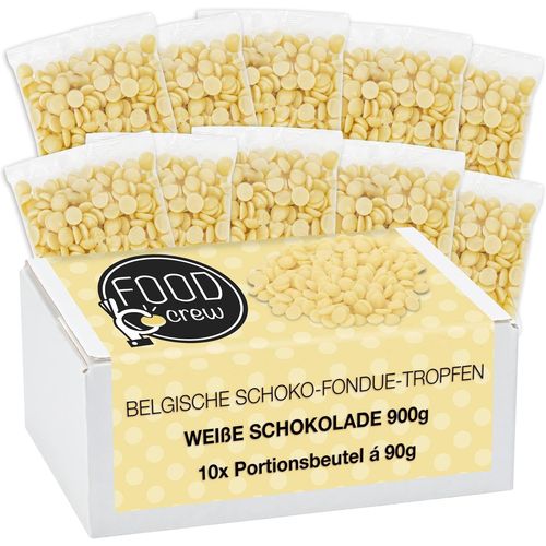 ASFASFq-Food Crew Pépites de Chocolat 900g - Entier Belge pour Fondue - Délice Fondant Régal pour Fontaine de Chocolat et Kits de Fondue (Chocolat Blanc)