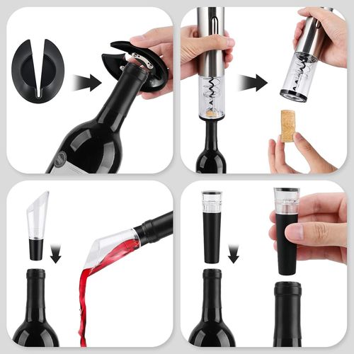TIANYI-Tire Bouchon Électrique Rechargeable, Ouvre Bouteille Electrique avec Coupe-Capsule, Bouchon à Vin, Verseur, Idéal cadeau pour Amateurs de Vins