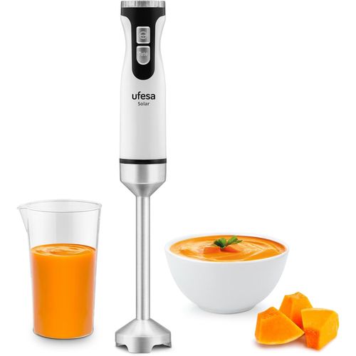 Solar Mixeur Plongeant,Puissance 1200W,12 Vitesses + Turbo,4 Lames En Acier Inoxydable,Design Ergonomique Et Anti-Éclaboussures,Verre Doseur,Sans Bpa,Blanc