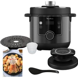 SUBZONAL-Moulinex CE7788 Turbo Cuisine et Fry Multicuiseur, Couvercle Turbo-Crisp multifonction, 15 programmes automatiques, Cuisson sous pression, Application, Louche incluse, Noir
