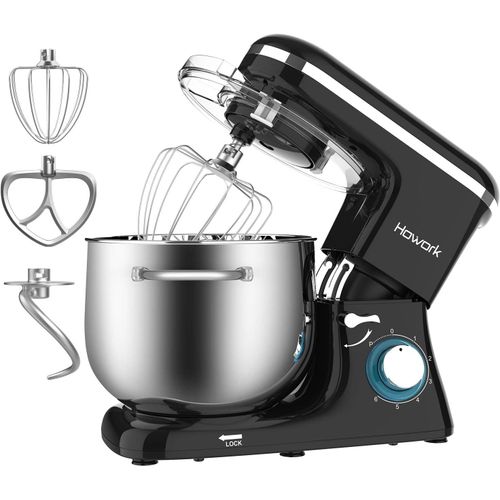 Robot Pâtissier 1500W, 6 Vitesses Pétrin Professionnel Avec Bol 8L, Avec Crochet Pétrisseur, Batteur Plat, Fouet À Fils, Spatule En Silicone, Weparator Blanc D'?uf
