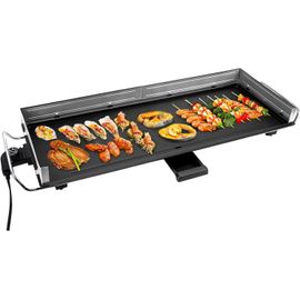 ASFASFq-Plancha Électrique XXL 2400W-Grill électrique avec pare-éclaboussures en acier inoxydable & Thermostat réglable - Revêtement antiadhésif,Pour intérieur & exterieur,Extra Large (90x33cm)