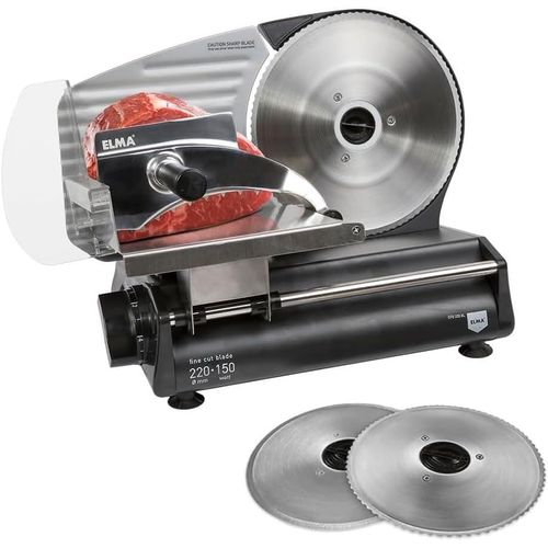 SUBZONAL-Trancheuse électrique Premium CFD220 XL avec 2 lames | Ø 220 mm | 150W, 31 x 25 x 41 cm | Lames amovibles en acier inoxydable I Coupe précise, 6,7 KG