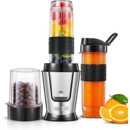 SUBZONAL-HOUSANT Blender Smoothie 3 en 1, Mini Blender Mixeur avec 280ml Moulin à café et 2 * 570ml Bouteille de Smoothie Portable, 29000RMP, pour Smoothies, Milkshakes, Jus, Nourriture pour Bébé, 50