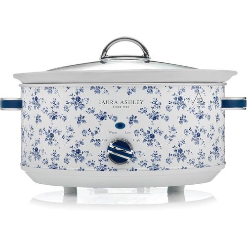 SUBZONAL-Laura Ashley Mijoteuse Electrique 6,5 Litres avec Imprimé China Rose par - Slow Cooker pour 8 à 10 Personnes, Économique en Énergie, avec 3 Réglages de Température et un Couvercle en Verre