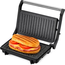 SUBZONAL-Mini grill électrique Grunkel GRL-MARBLE, 1000 W, plaques 23 x 14,5 cm, antiadhésif, ouverture 180°, noir