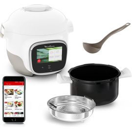 SUBZONAL-Moulinex Cookeo Touch Wifi Mini, Multicuiseur intelligent haute pression, 3 litres, 100 recettes intégrées et recettes gratuites via Wifi, écran tactile, YY5132FB, Blanc