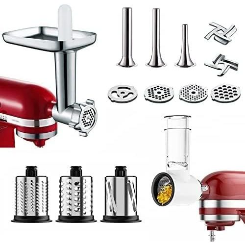SUBZONAL-COFUN Accessoires de Hachoir à Viande et Coupe-légumes pour KitchenAid Robot Pâtissier, Comprend un Accessoire pour Kitchen Aid Hachoir à Viande et un Ensemble de Coupe-légume
