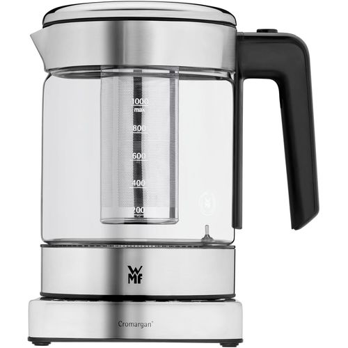 Kitchenminis Bouilloire Théière Électrique En Verre, 1 L, 1900 W, 5 Niveaux De Température, Maintien Au Chaud, Sans Fil, Qualité Schott Duran, Filtre Thé Intégré, Design Inox & Compact 0413180012
