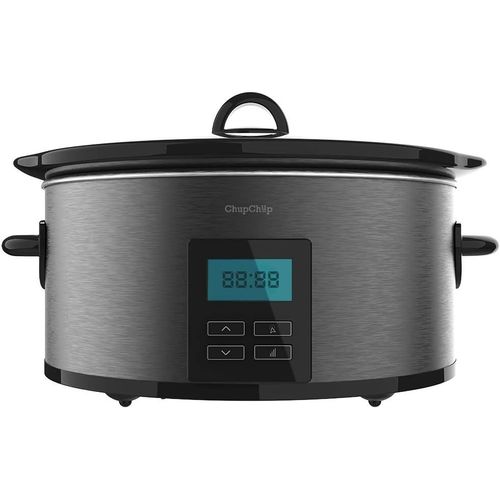 SUBZONAL-Mijoteuse Chup Chup Matic de 5,5 litres, 240 W, Écran LCD, 2 Niveaux de Puissance et Fonction Maintien au Chaud, Couvercle en Verre, Bol en Céramique et Amovible, Noir