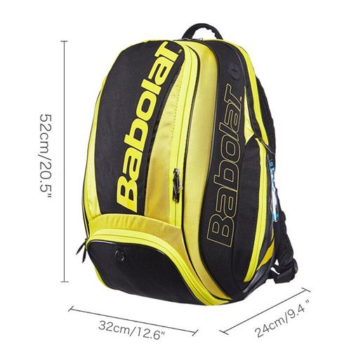 Sac À Dos De Tennis Babolat Professionnel Pour Femme Et Homme,Peut Contenir Jusqu'à 1-3 Raquettes Avec Compartiment À Chaussures Pour L'entraînement -Jaune