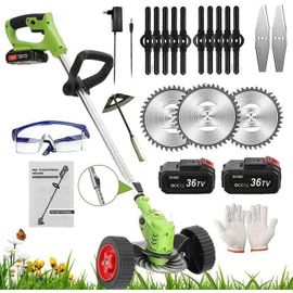 Coupe Bordure sans Fil avec 36V Batterie 6.0Ah Débroussailleuse Electrique avec 3 Types De Lames Chargeur, 90 Tête Réglable Et,769