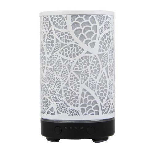 Diffuseur d'arôme en fer,feuilles creuses,humidificateur d'air ultrasonique,humidificateur de bureau,appareils ménagers intelligents,décoration de salle avec lumière Led - Type B-black
