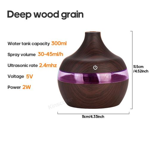 Humidificateur USB Wood Mars,diffuseur d'arômes,atomiseur,humidificateur domestique,hydratant,bureau,300ml - Type Dark Wood Grain