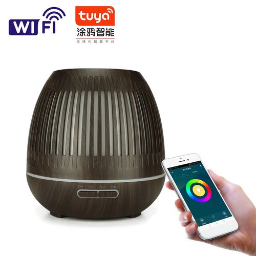 Tuya WiFi humidificateur intelligent diffuseur d'huile essentielle aromathérapie humidificateurs d'air à ultrasons diffuseur d'arôme fonctionne avec Google Home - Type 400ML WIFI smart-A
