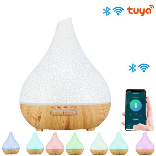 Tuya WiFi humidificateur intelligent diffuseur d'huile essentielle aromathérapie humidificateurs d'air à ultrasons diffuseur d'arôme fonctionne avec Google Home - Type 400ML WIFI smart-D