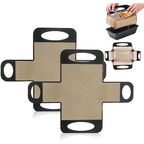 Loc-2 Pièces Tapis De Cuisson En Silicone Alimentaire Moules À Pain Réutilisables Avec 4 Poignées Idéal Pour Biscuits Et Pâtisserie
