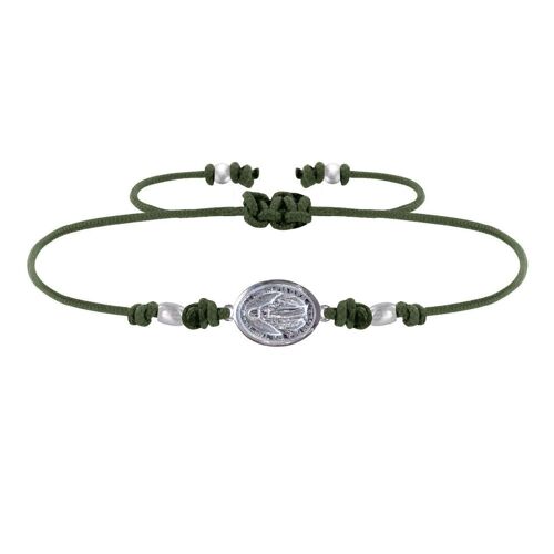 Les Poulettes Bijoux - Bracelet Lien Médaille Argent Ovale Vierge Miraculeuse