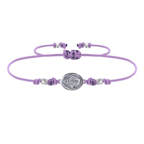 Les Poulettes Bijoux - Bracelet Lien Médaille Argent Ovale Vierge Miraculeuse