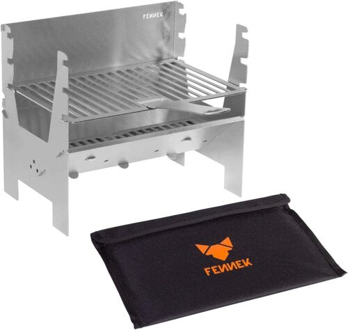 Ulteronixshop-light | Barbecue au charbon de bois | acier inoxydable | portable/démontable | pour camping/trekking/voyage en van/barbecue dans le jardin ou la nature