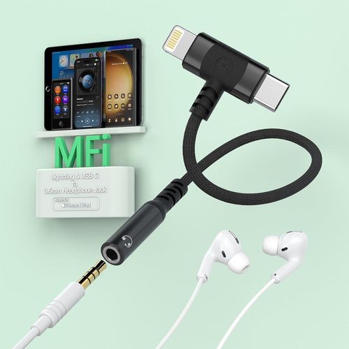 Loc-Adaptateur Lightning Usb C Vers Pr Casque 3,5 Mm,Adaptateur Casque 2 En 1,[Certificat Mfi] Adaptateur Audio Iphone Aux,Audio Usb C Vers Jack 3,5 Mm Pour Iphone 15/14/13/Samsung Galaxy