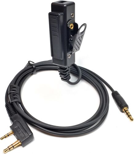 Adaptateur de casque talkie-walkie Kenwood 2 broches vers câble audio AUX 3,5 mm, radio avec PTT pour radio Baofeng Kenwood TYT Wouxun Quansheng pour écouteurs électroniques