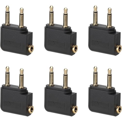 KALANKA-Lot de 6 adaptateurs d'avion, double adaptateur jack 3,5 mm vers jack plaqué or