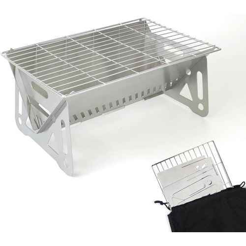 PATB-Mini barbecue portable au charbon de bois, petit barbecue, foyer de table, camping, terrasse, extérieur, en acier inoxydable, pliable, barbecue de randonnée
