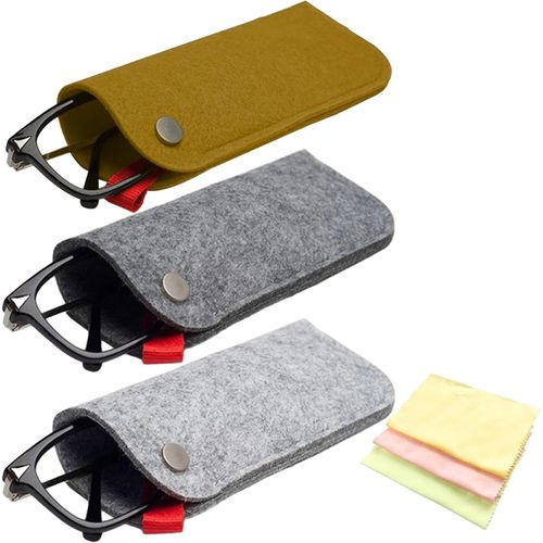 Tianyi-Lot De 3 Boîtes De Rangement Pour Lunettes Avec Chiffons, Étui Souple Ultra Fin Pour Femme, Gris, Taille Unique