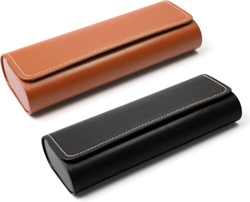 Kalanka-2 Pièces Etui Lunettes Rigide En Cuir Métal, Boite A Lunette Homme Avec Fermeture Magnétique, Étui Lunettes Soleil Style Vintage, Pochette Lunettes Portable Pour Les Hommes Femmes Enfants 