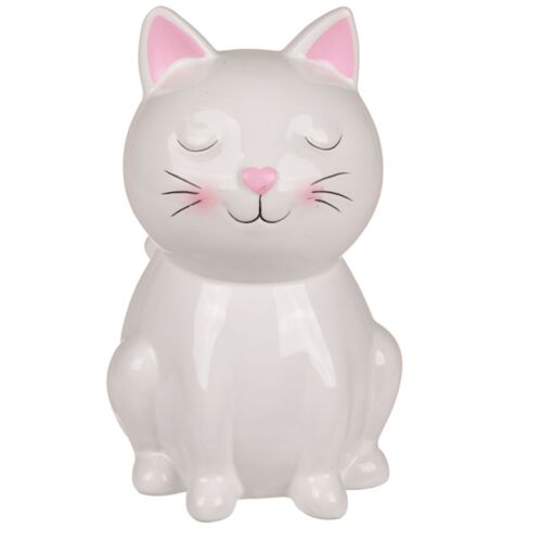 Tirelire Chat blanc 15 cm