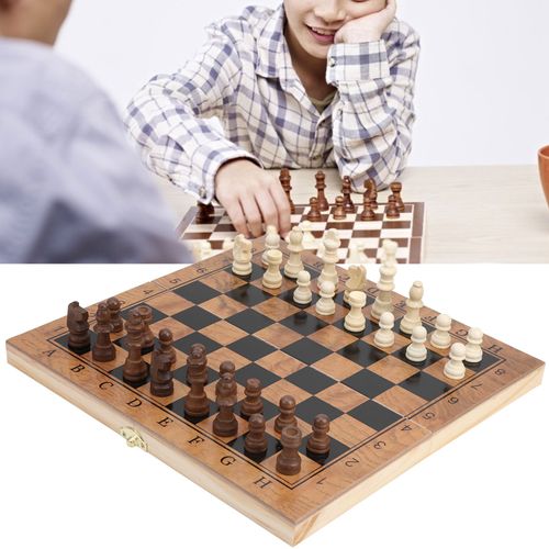 Jeu De Dames D'éChecs En Bois Pliable Multifonctionnel 3 En 1, Jeu De Dames Portable