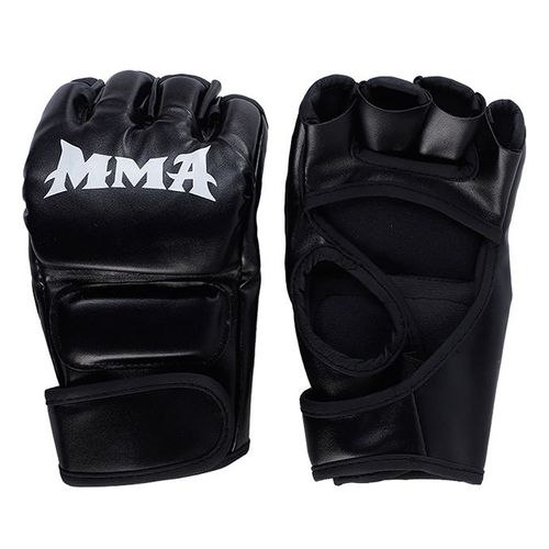 1 Paire De Poings Demi-Doigts, Bonne Performance D'amortissement, Paume Creuse, Gants De Boxe éPais, Noirs, Mma