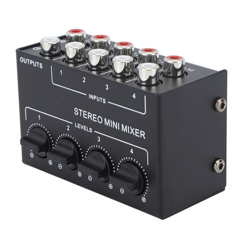 CX400 Mini mélangeur stéréo passif Mini mélangeur stéréo portable 4 canaux pour lecteur CD lecteur de bande ordinateur téléphone portable tablette ordinateur noir