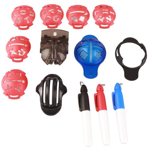 Kit D'alignement De Marqueurs De Balle De Golf, 12 PièCes, 6 ModèLes De Doublure De Balle, 3 Doublures De Ligne De Balle, 3 Stylos Marqueurs De Balle (Balle Non Incluse)