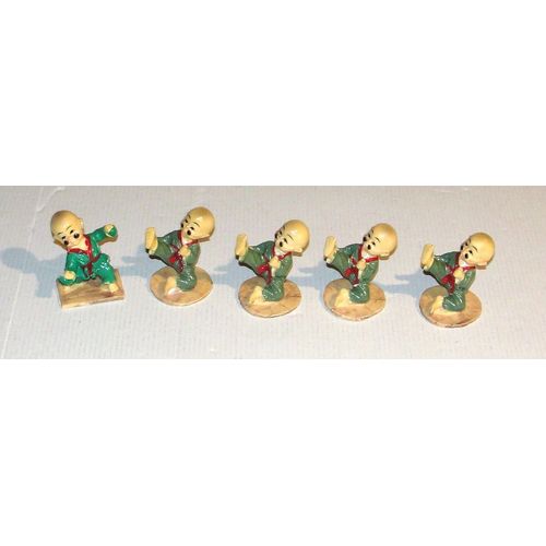 statuette résine lot 5 enfants moine chinois shaolin kung fu art martiaux