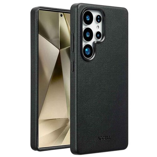 Accezz Coque arrière en cuir avec Magsafe Samsung Galaxy S25 Ultra Onyx Black
