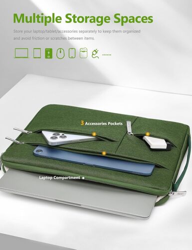 ChicSlick-14-15 Pouces Housse Pour Ordinateur Portable Pour Macbook Air 15 M4 M3 M2, Macbook Pro 15, 15"" Surface Laptop, Xps 14/15 Plus, Sacoche Pour 14"" Dell Lenovo Thinkpad Asus Acer, Vert[X1330]