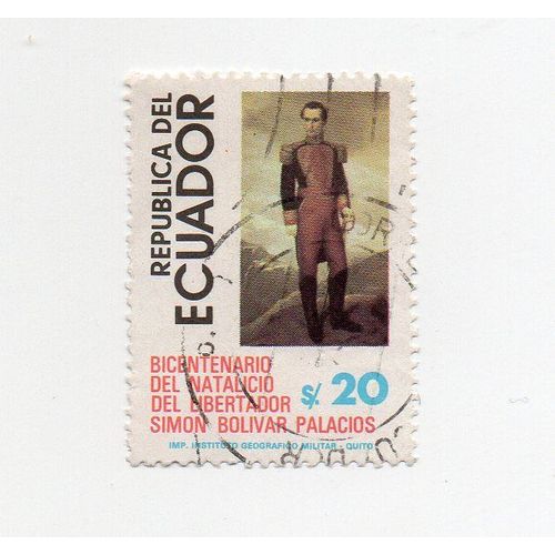 Equateur- 1 Timbre Oblitéré- Simon Bolivar